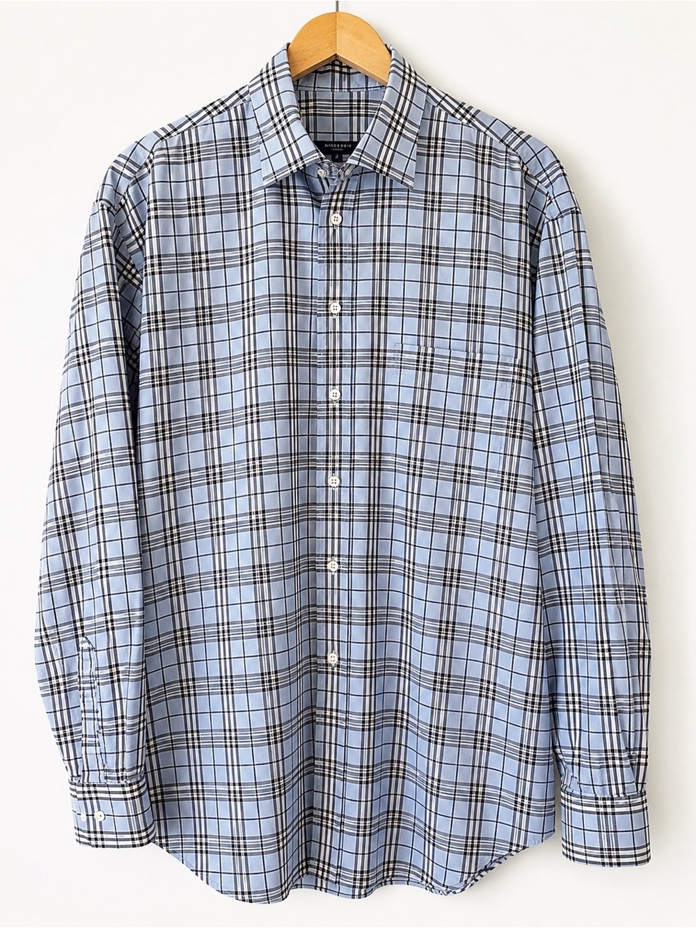 Burberry London Men’s Blue Nova Check Plaid Button Down Shirt Size Large